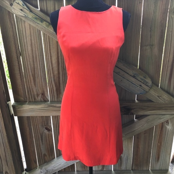 Hugo Buscati Collection Orange Sleeveless Silk Shift Dress Size 4 - Picture 2 of 6
